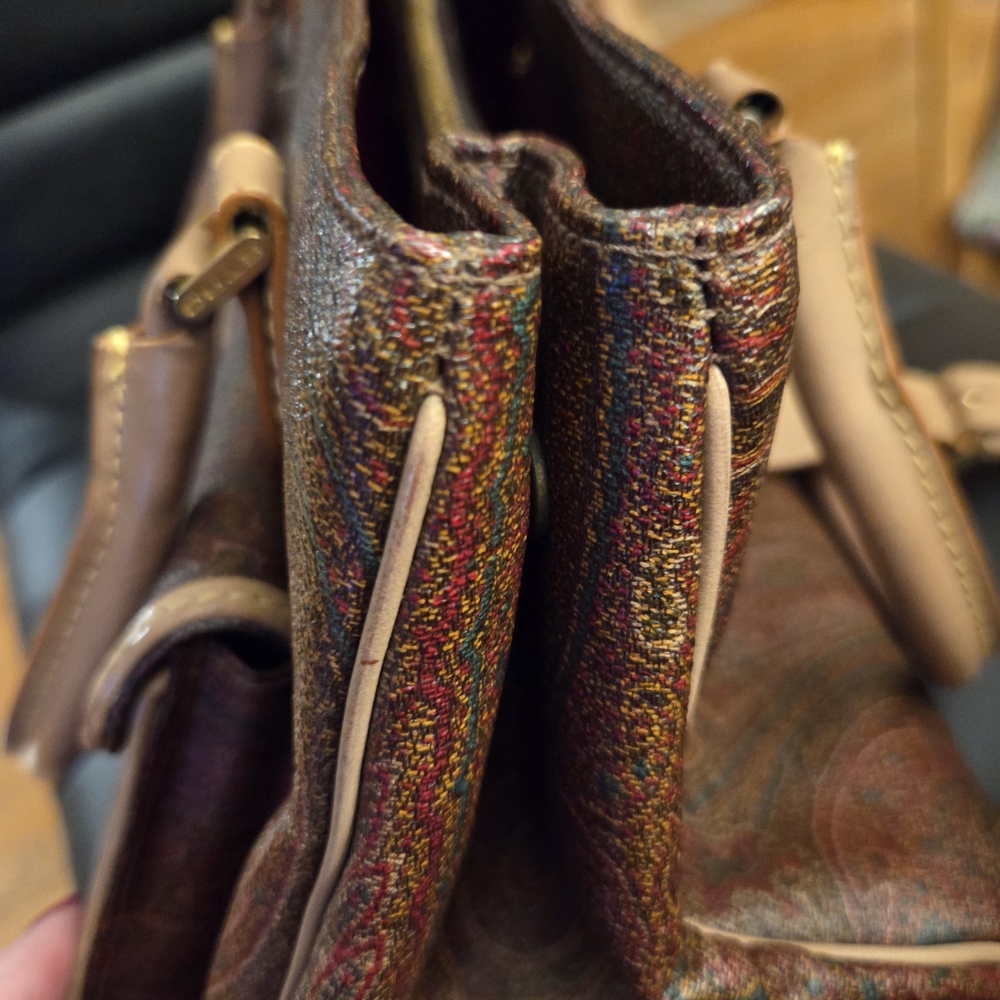 Authentic ETRO Purse Bag Paisley Shoulder Coated Canvas Leather - Picture 11 of 16